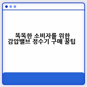 똑똑한 소비자를 위한 감압밸브 정수기 구매 꿀팁 