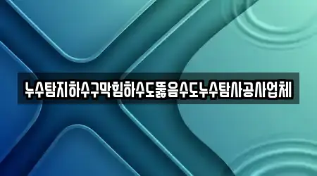 누수탐지하수구막힘하수도뚫음수도누수탐사공사업체