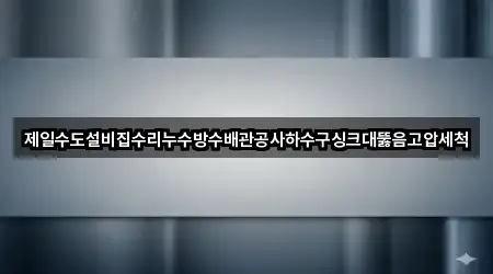 제일수도설비집수리누수방수배관공사하수구싱크대뚫음고압세척