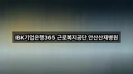 IBK기업은행365 근로복지공단 안산산재병원